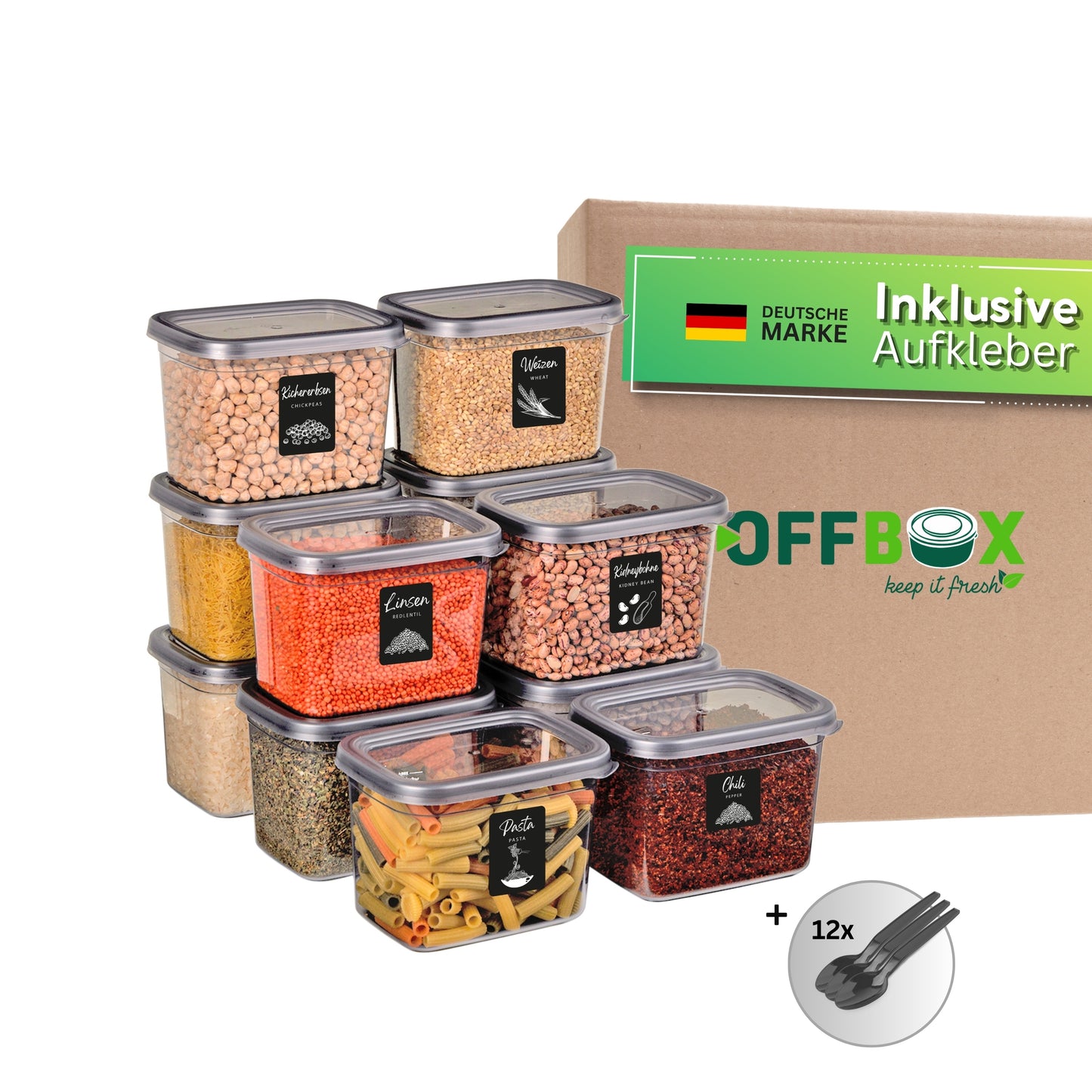 1200 ml Rechteckige Vorratsdosen mit Deckel – Schlank, Stabil & Vielseitig